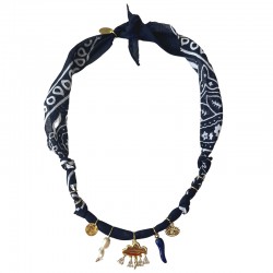 Collier bandana Nuage Magic Dream marine - Oeil, Perles et piment bleu BADHNATI