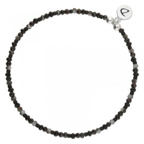 Bracelet élastique MATALA - Perles de verre Noires & Grises DORIANE BIJOUX