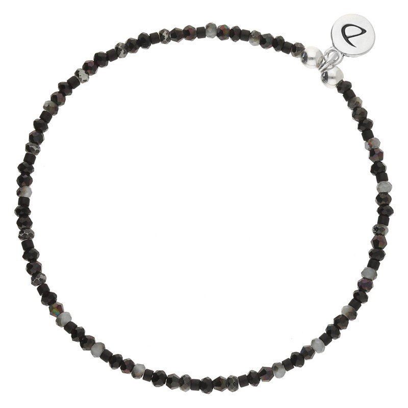 Bracelet élastique MATALA - Perles de verre Noires & Grises DORIANE BIJOUX