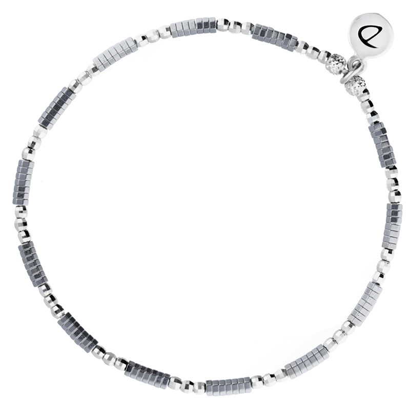 Bracelet élastique Perles en argent & Hématites gris clair DORIANE BIJOUX