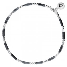 Bracelet élastique Perles en argent & Hématites noires DORIANE BIJOUX