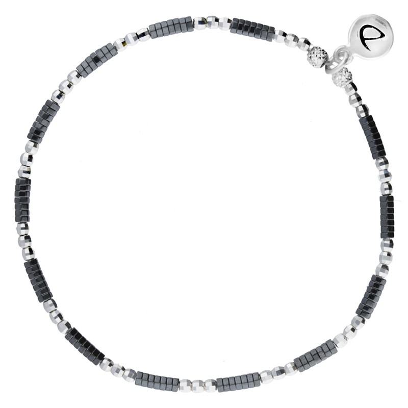 Bracelet élastique Perles en argent & Hématites noires DORIANE BIJOUX