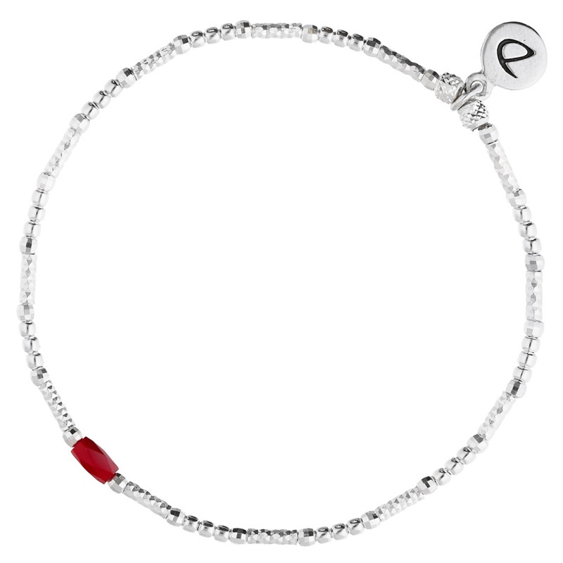 Bracelet élastique INFINITY perles en argent - Rouge silver DORIANE BIJOUX