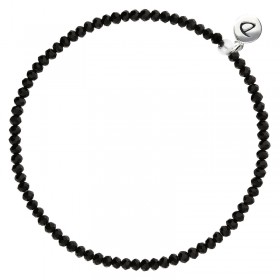 Bracelet élastique fin en Argent - Perles de verre noires DORIANE Bijoux