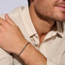 Bracelet homme élastiqué SIMPLE MEN GREY argent - Cordon & Miyukis gris