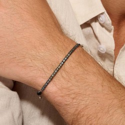 Bracelet homme élastiqué SIMPLE MEN GREY argent - Cordon & Miyukis gris