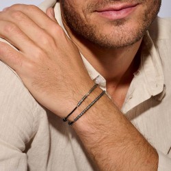 Bracelet homme élastiqué SIMPLE MEN GREY argent - Cordon & Miyukis gris