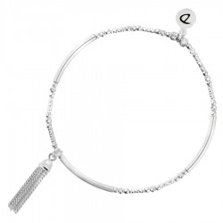 Bracelet élastique POMPON en argent - Perles & Tubes diamantés TAILLE M