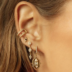 Bague d'oreille, Ear Cuff NOTHING HILL Or - Anneau boucle & Cristaux blancs