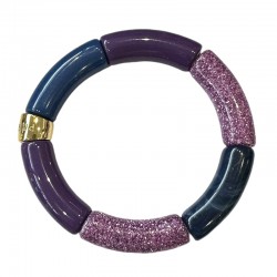 Bracelet jonc élastiqué VIOLETA 1 - Violet, violet pailleté, bleu - PARABAYA