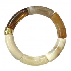 Bracelet jonc élastiqué JAGUAR 2 - Ecaille, crème, camel, crème marbré, taupe marbré - PARABAYA