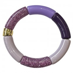 Bracelet jonc élastiqué VIOLETA 3 - Violet, violet pailleté, violet clair, parme PARABAYA