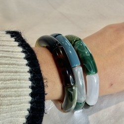 Bracelet élastiqué SOMBRA 2- Bleu, marine, blanc & vert pailleté