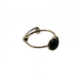 Bague ajustable Or - Petite Pierre Spinelle noire ovale