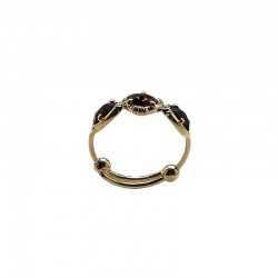 Bague ajustable Or - Trois petites pierres Grenat ovale