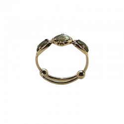 Bague ajustable Or - Trois petites pierres Labradorite ovale