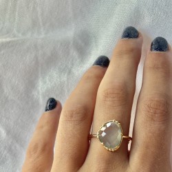 Bague ajustable Or - Petite Pierre Prehnite