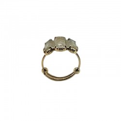 Bague ajustable Or - Trois Pierres barrettes Quartz rutile or