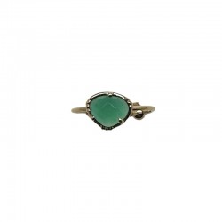 Bague ajustable Or - Petite Pierre Onyx vert ovale - Au Fil de Lo