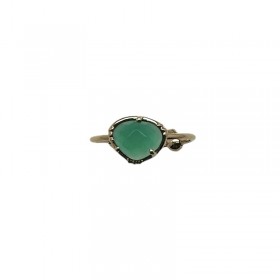 Bague ajustable Or - Petite Pierre Onyx vert ovale - Au Fil de Lo