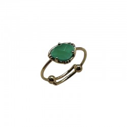 Bague ajustable Or - Petite Pierre Onyx vert ovale AU FIL DE LO