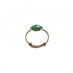 Bague ajustable Or - Petite Pierre Onyx vert ovale