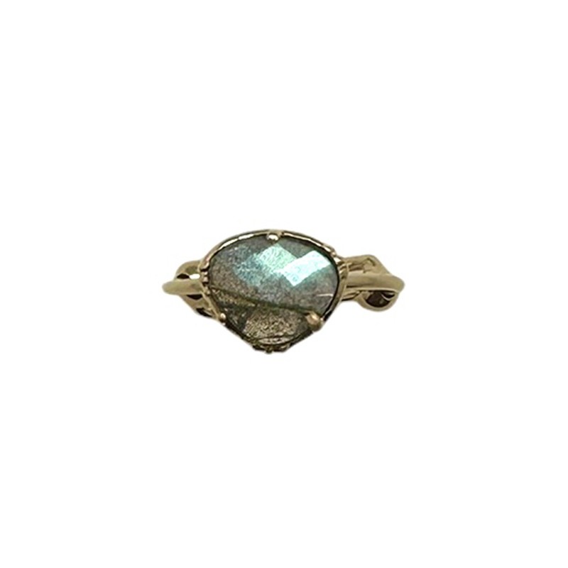 Bague ajustable Or - Petite Pierre Labradorite ovale AU FIL DE LO