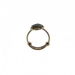 Bague ajustable Or - Petite Pierre Labradorite ovale