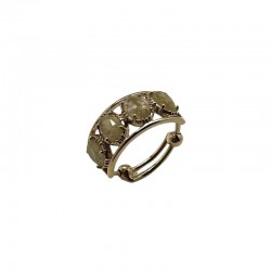 Bague ajustable Or - Quatre pierres Quartz rutile ovales