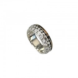 Bague tube Anneaux or, argent & Zircons blancs - L'ELEGANTE