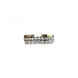 Bague tube Anneaux or, argent & Zircons blancs - L'ELEGANTE TAILLE 52