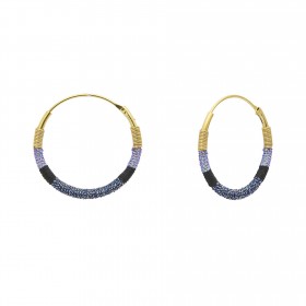 Boucles d'oreilles petites créoles CAMARI Tissées Or - Liens noirs, bleus - Une à Une