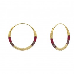 Boucles d'oreilles petites créoles CAMARI Tissées Or - Liens marrons, rouges, dorés - Une à Une