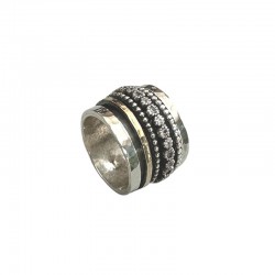 Bague tube Anneaux or, argent & Motifs fleurs zircons - LA GRACIEUSE, THEMA ENOMIS