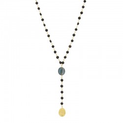 Collier CHAPELET INDE ALWAR Or - Chaîne Onyx noir & Pierres  - Une à Une