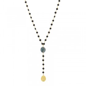 Collier CHAPELET INDE ALWAR Or - Chaîne Onyx noir & Pierres  - Une à Une