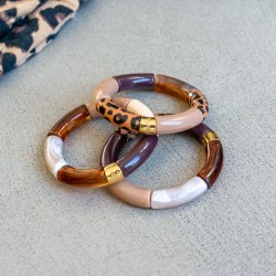 Bracelet jonc élastiqué PUMA 1 - Ecaille, crème, léopard & chocolat