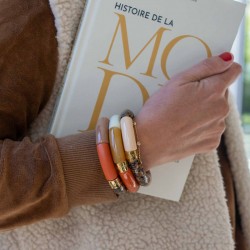 Bracelet jonc élastiqué CARACAL 3 - Léopard, crème, camel & terracotta