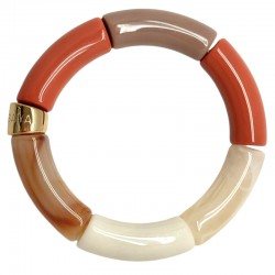 Bracelet jonc élastiqué CARACAL 2 - Crème, caramel & terre de sienne