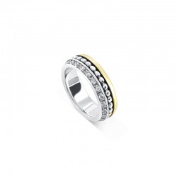 Bague tube Anneaux or, argent & Zircons blancs - L'ELEGANTE