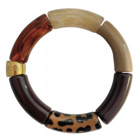 Bracelet jonc élastiqué PUMA 1 - Ecaille, crème, léopard & chocolat PARABAYA