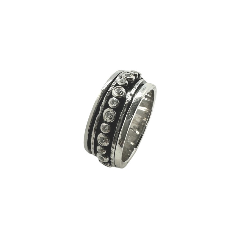 Bague large Anneaux argent & Zircons blancs - LA SCINTILLANTE