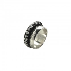 Bague large Anneaux argent Zircons - L'INTEMPORELLE TAILLE 56