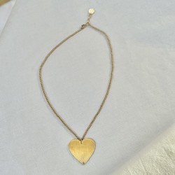 Collier court doré - Chaîne mini-billes, pendentif coeur