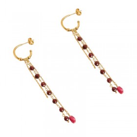 Boucles d'oreilles créoles Or INDE ALWAR & Chaînettes grenats - Une à Une