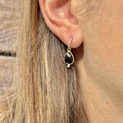 Boucles d'oreilles Or Netu - Mini créoles Zircons blancs & Onyx noir