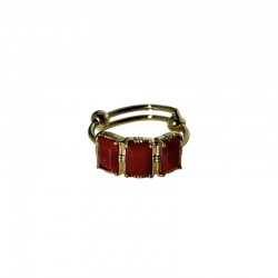 Bague ajustable Or - Trois Pierres rectangulaires Sillimanite rouge