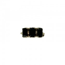 Bague ajustable Or - Trois Pierres rectangulaires Spinelle noir