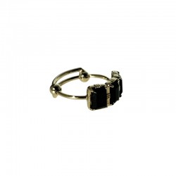 Bague ajustable Or - Trois Pierres rectangulaires Spinelle noir