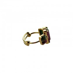 Bague ajustable Or - Trois Pierres rectangulaires Rubis zoisite